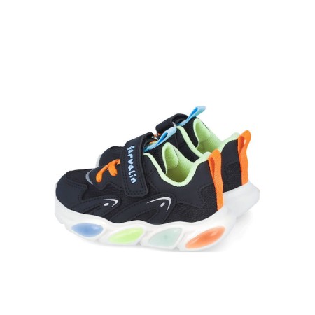 GARVALIN ΠΑΙΔΙΚΑ SNEAKERS ΜΕ ΦΩΤΑΚΙΑ ΚΑΙ ΚΟΡΔΟΝΙΑ ΜΑΥΡΑ 251808-A054 
